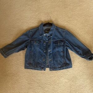 Contrast Jeans Boxy Cropped Denim Jacket Women’s Large Blue Button Front